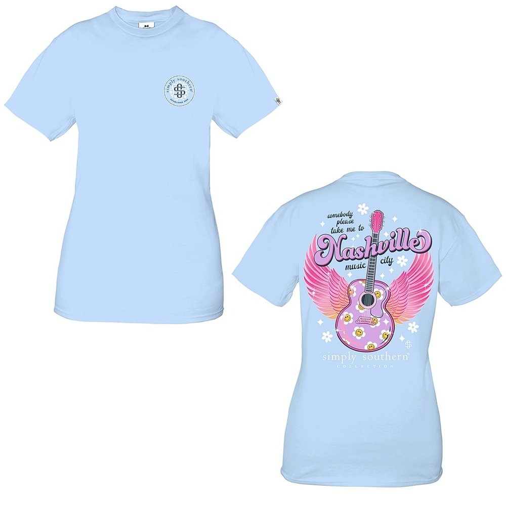 ✨🆕🪽🎸🪽SIMPLY SOUTHERN SOMEBODY PLEASE TAKE ME TO NASHVILLE MUSIC CITY TEE🎸🪽 - Picture 2 of 5